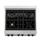 ZLINE Autograph Edition 30 in. 4.0 cu. ft. Legacy Dual Fuel Range with 4 Burner Gas Cooktop and Electric Convection Oven in Satin Stainless Steel with White Matte Door and Matte Black Accents, Open Box-Great Condition