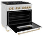 ZLINE Autograph Edition 36 in. 4.6 cu. ft. Legacy Dual Fuel Range with 6 Burner Gas Cooktop and Electric Convection Oven in Satin Stainless Steel with White Matte Door and Polished Gold Accents, Open Box-Good Condition