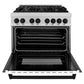 ZLINE Autograph Edition 36 in. 4.6 cu. ft. Legacy Dual Fuel Range with 6 Burner Gas Cooktop and Electric Convection Oven in Satin Stainless Steel with White Matte Door and Matte Black Accents, Open Box-Good Condition