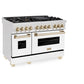 ZLINE Autograph Edition 48 in. 6.0 cu. ft. Legacy Dual Fuel Range with 7 Burner Gas Cooktop and 2 Electric Ovens in Satin Stainless Steel with White Matte Doors and Polished Gold Accents, Open Box-Good Condition