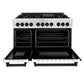 ZLINE Autograph Edition 48 in. 6.0 cu. ft. Legacy Dual Fuel Range with 7 Burner Gas Cooktop and 2 Electric Ovens in Satin Stainless Steel with White Matte Doors and Matte Black Accents, Open Box-Great Condition