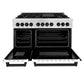 ZLINE Autograph Edition 48 in. 6.0 cu. ft. Legacy Dual Fuel Range with 7 Burner Gas Cooktop and 2 Electric Ovens in Satin Stainless Steel with White Matte Doors and Matte Black Accents, Open Box-Good Condition