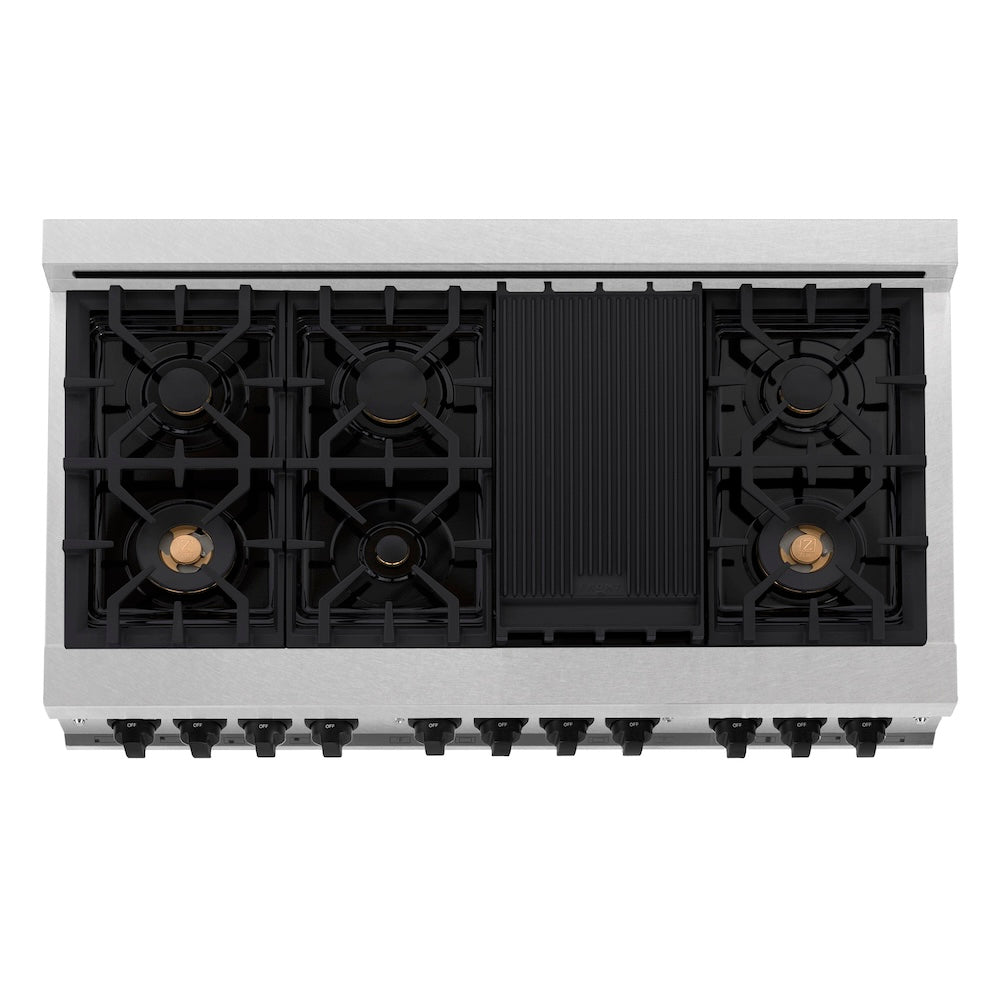 ZLINE Autograph Edition 48 in. 6.0 cu. ft. Legacy Dual Fuel Range with 7 Burner Gas Cooktop and 2 Electric Ovens in Satin Stainless Steel with White Matte Doors and Matte Black Accents, Open Box-Good Condition
