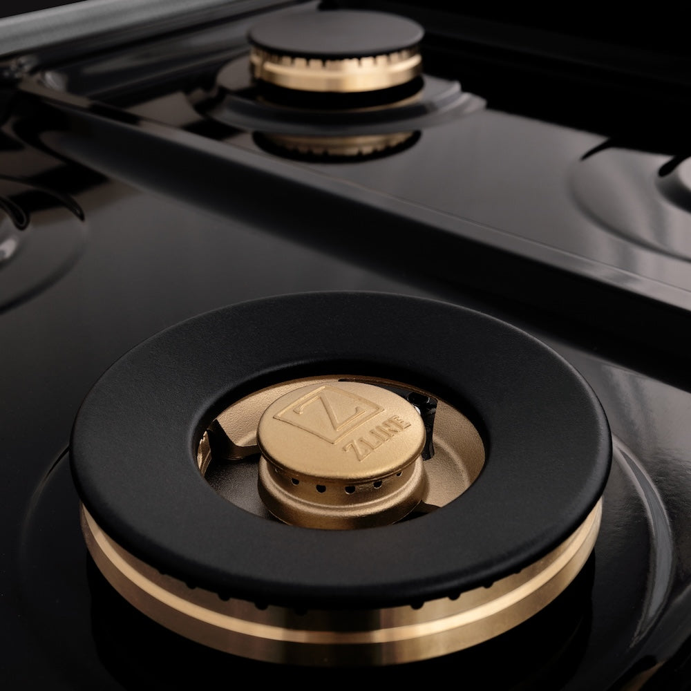 ZLINE Autograph Edition 60 in. 7.4 cu. ft. Legacy Dual Fuel Range with 9 Burner Gas Cooktop and 2 Electric Convection Ovens in Satin Stainless Steel with White Matte Doors and Champagne Bronze Accents, Open Box-Good Condition
