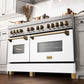 ZLINE Autograph Edition 60 in. 7.4 cu. ft. Legacy Dual Fuel Range with 9 Burner Gas Cooktop and 2 Electric Convection Ovens in Satin Stainless Steel with White Matte Doors and Polished Gold Accents, Open Box-Good Condition