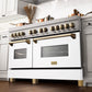 ZLINE Autograph Edition 60 in. 7.4 cu. ft. Legacy Dual Fuel Range with 9 Burner Gas Cooktop and 2 Electric Convection Ovens in Satin Stainless Steel with White Matte Doors and Polished Gold Accents, Open Box-Great Condition