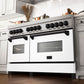 ZLINE Autograph Edition 60 in. 7.4 cu. ft. Legacy Dual Fuel Range with 9 Burner Gas Cooktop and 2 Electric Convection Ovens in Satin Stainless Steel with White Matte Doors and Matte Black Accents, Open Box-Good Condition