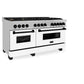 ZLINE Autograph Edition 60 in. 7.4 cu. ft. Legacy Dual Fuel Range with 9 Burner Gas Cooktop and 2 Electric Convection Ovens in Satin Stainless Steel with White Matte Doors and Matte Black Accents, Open Box-Good Condition