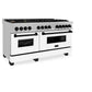 ZLINE Autograph Edition 60 in. 7.4 cu. ft. Legacy Dual Fuel Range with 9 Burner Gas Cooktop and 2 Electric Convection Ovens in Satin Stainless Steel with White Matte Doors and Matte Black Accents, Open Box-Great Condition