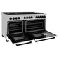ZLINE Autograph Edition 60 in. 7.4 cu. ft. Legacy Dual Fuel Range with 9 Burner Gas Cooktop and 2 Electric Convection Ovens in Satin Stainless Steel with White Matte Doors and Matte Black Accents, Open Box-Great Condition