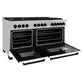 ZLINE Autograph Edition 60 in. 7.4 cu. ft. Legacy Dual Fuel Range with 9 Burner Gas Cooktop and 2 Electric Convection Ovens in Satin Stainless Steel with White Matte Doors and Matte Black Accents, Open Box-Good Condition