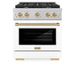 ZLINE Autograph Edition 30 in. 4.2 cu. ft. Paramount Dual Fuel Range with 4 Burner Gas Cooktop and Electric Convection Oven in Satin Stainless Steel with White Matte Door and Champagne Bronze Accents, Open Box-Great Condition