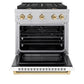 ZLINE Autograph Edition 30 in. 4.2 cu. ft. Paramount Dual Fuel Range with 4 Burner Gas Cooktop and Electric Convection Oven in Satin Stainless Steel with White Matte Door and Polished Gold Accents, Open Box-Great Condition