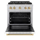 ZLINE Autograph Edition 30 in. 4.2 cu. ft. Paramount Dual Fuel Range with 4 Burner Gas Cooktop and Electric Convection Oven in Satin Stainless Steel with White Matte Door and Polished Gold Accents, Open Box-Good Condition