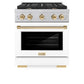 ZLINE Autograph Edition 30 in. 4.2 cu. ft. Paramount Dual Fuel Range with 4 Burner Gas Cooktop and Electric Convection Oven in Satin Stainless Steel with White Matte Door and Polished Gold Accents, Open Box-Great Condition