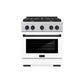 ZLINE Autograph Edition 30 in. 4.2 cu. ft. Paramount Dual Fuel Range with 4 Burner Gas Cooktop and Electric Convection Oven in Satin Stainless Steel with White Matte Door and Matte Black Accents, Open Box-Great Condition