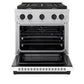 ZLINE Autograph Edition 30 in. 4.2 cu. ft. Paramount Dual Fuel Range with 4 Burner Gas Cooktop and Electric Convection Oven in Satin Stainless Steel with White Matte Door and Matte Black Accents, Open Box-Great Condition