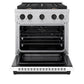 ZLINE Autograph Edition 30 in. 4.2 cu. ft. Paramount Dual Fuel Range with 4 Burner Gas Cooktop and Electric Convection Oven in Satin Stainless Steel with White Matte Door and Matte Black Accents, Open Box-Great Condition