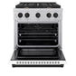 ZLINE Autograph Edition 30 in. 4.2 cu. ft. Paramount Dual Fuel Range with 4 Burner Gas Cooktop and Electric Convection Oven in Satin Stainless Steel with White Matte Door and Matte Black Accents, Open Box-Good Condition