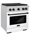 ZLINE Autograph Edition 30 in. 4.2 cu. ft. Paramount Dual Fuel Range with 4 Burner Gas Cooktop and Electric Convection Oven in Satin Stainless Steel with White Matte Door and Matte Black Accents, Open Box-Great Condition