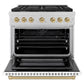 ZLINE Autograph Edition 36 in. 5.2 cu. ft. Paramount Dual Fuel Range with 6 Burner Gas Cooktop and Electric Convection Oven in Satin Stainless Steel with White Matte Door and Champagne Bronze Accents, Open Box-Great Condition