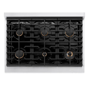 ZLINE Autograph Edition 36 in. 5.2 cu. ft. Paramount Dual Fuel Range with 6 Burner Gas Cooktop and Electric Convection Oven in Satin Stainless Steel with White Matte Door and Polished Gold Accents, Open Box-Great Condition