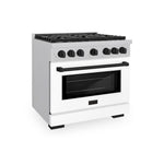 ZLINE Autograph Edition 36 in. 5.2 cu. ft. Paramount Dual Fuel Range with 6 Burner Gas Cooktop and Electric Convection Oven in Satin Stainless Steel with White Matte Door and Matte Black Accents, Open Box-Great Condition