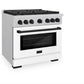 ZLINE Autograph Edition 36 in. 5.2 cu. ft. Paramount Dual Fuel Range with 6 Burner Gas Cooktop and Electric Convection Oven in Satin Stainless Steel with White Matte Door and Matte Black Accents, Open Box-Great Condition