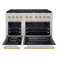 ZLINE Autograph Edition 48 in. 6.7 cu. ft. Paramount Double Oven Dual Fuel Range with 8 Burner Gas Cooktop in Satin Stainless Steel with White Matte Doors and Champagne Bronze Accents, Open Box-Great Condition