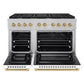 ZLINE Autograph Edition 48 in. 6.7 cu. ft. Paramount Double Oven Dual Fuel Range with 8 Burner Gas Cooktop in Satin Stainless Steel with White Matte Doors and Champagne Bronze Accents, Open Box-Good Condition