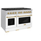 ZLINE Autograph Edition 48 in. 6.7 cu. ft. Paramount Double Oven Dual Fuel Range with 8 Burner Gas Cooktop in Satin Stainless Steel with White Matte Doors and Champagne Bronze Accents, Open Box-Great Condition