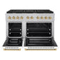 ZLINE Autograph Edition 48 in. 6.7 cu. ft. Paramount Double Oven Dual Fuel Range with 8 Burner Gas Cooktop in Satin Stainless Steel with White Matte Doors and Polished Gold Accents, Open Box-Good Condition