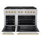 ZLINE Autograph Edition 48 in. 6.7 cu. ft. Paramount Double Oven Dual Fuel Range with 8 Burner Gas Cooktop in Satin Stainless Steel with White Matte Doors and Polished Gold Accents, Open Box-Great Condition