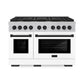 ZLINE Autograph Edition 48 in. 6.7 cu. ft. Paramount Double Oven Dual Fuel Range with 8 Burner Gas Cooktop in Satin Stainless Steel with White Matte Doors and Matte Black Accents, Open Box-Great Condition