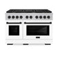 ZLINE Autograph Edition 48 in. 6.7 cu. ft. Paramount Double Oven Dual Fuel Range with 8 Burner Gas Cooktop in Satin Stainless Steel with White Matte Doors and Matte Black Accents, Open Box-Good Condition