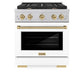 ZLINE Autograph Edition 30 in. 4.2 cu. ft. Paramount Gas Range with 4 Burner Cooktop and Convection Gas Oven in Satin Stainless Steel with White Matte Door and Polished Gold Accents, Open Box-Great Condition