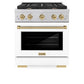 ZLINE Autograph Edition 30 in. 4.2 cu. ft. Paramount Gas Range with 4 Burner Cooktop and Convection Gas Oven in Satin Stainless Steel with White Matte Door and Polished Gold Accents, Open Box-Great Condition