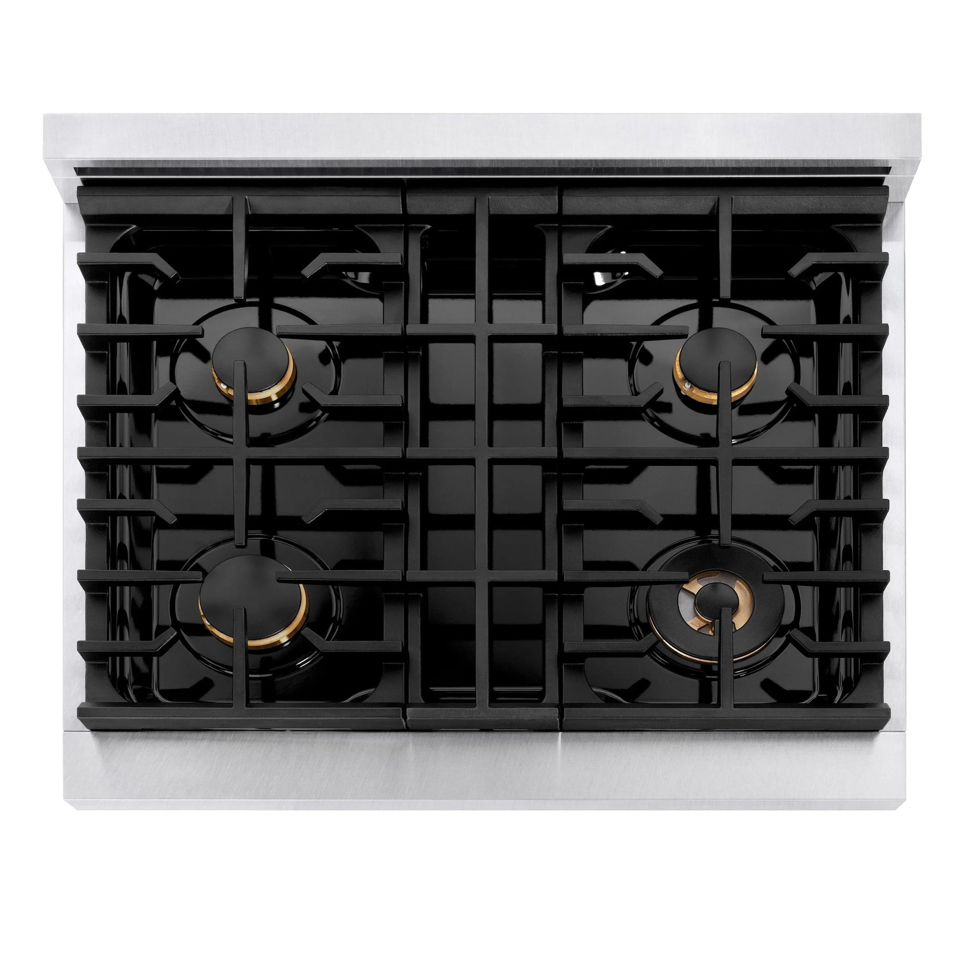 ZLINE Autograph Edition 30 in. 4.2 cu. ft. Paramount Gas Range with 4 Burner Cooktop and Convection Gas Oven in Satin Stainless Steel with White Matte Door and Polished Gold Accents, Open Box-Great Condition