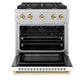 ZLINE Autograph Edition 30 in. 4.2 cu. ft. Paramount Gas Range with 4 Burner Cooktop and Convection Gas Oven in Satin Stainless Steel with White Matte Door and Polished Gold Accents, Open Box-Good Condition