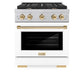 ZLINE Autograph Edition 30 in. 4.2 cu. ft. Paramount Gas Range with 4 Burner Cooktop and Convection Gas Oven in Satin Stainless Steel with White Matte Door and Polished Gold Accents, Open Box-Good Condition