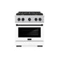 ZLINE Autograph Edition 30 in. 4.2 cu. ft. Paramount Gas Range with 4 Burner Cooktop and Convection Gas Oven in Satin Stainless Steel with White Matte Door and Matte Black Accents, Open Box-Great Condition