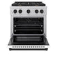 ZLINE Autograph Edition 30 in. 4.2 cu. ft. Paramount Gas Range with 4 Burner Cooktop and Convection Gas Oven in Satin Stainless Steel with White Matte Door and Matte Black Accents, Open Box-Great Condition