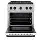 ZLINE Autograph Edition 30 in. 4.2 cu. ft. Paramount Gas Range with 4 Burner Cooktop and Convection Gas Oven in Satin Stainless Steel with White Matte Door and Matte Black Accents, Open Box-Great Condition