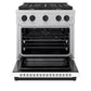 ZLINE Autograph Edition 30 in. 4.2 cu. ft. Paramount Gas Range with 4 Burner Cooktop and Convection Gas Oven in Satin Stainless Steel with White Matte Door and Matte Black Accents, Open Box-Good Condition