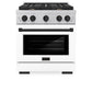 ZLINE Autograph Edition 30 in. 4.2 cu. ft. Paramount Gas Range with 4 Burner Cooktop and Convection Gas Oven in Satin Stainless Steel with White Matte Door and Matte Black Accents, Open Box-Good Condition