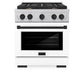 ZLINE Autograph Edition 30 in. 4.2 cu. ft. Paramount Gas Range with 4 Burner Cooktop and Convection Gas Oven in Satin Stainless Steel with White Matte Door and Matte Black Accents, Open Box-Great Condition