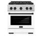 ZLINE Autograph Edition 30 in. 4.2 cu. ft. Paramount Gas Range with 4 Burner Cooktop and Convection Gas Oven in Satin Stainless Steel with White Matte Door and Matte Black Accents, Open Box-Great Condition