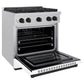 ZLINE Autograph Edition 30 in. 4.2 cu. ft. Paramount Gas Range with 4 Burner Cooktop and Convection Gas Oven in Satin Stainless Steel with White Matte Door and Matte Black Accents, Open Box-Great Condition