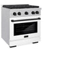 ZLINE Autograph Edition 30 in. 4.2 cu. ft. Paramount Gas Range with 4 Burner Cooktop and Convection Gas Oven in Satin Stainless Steel with White Matte Door and Matte Black Accents, Open Box-Good Condition