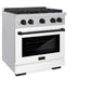 ZLINE Autograph Edition 30 in. 4.2 cu. ft. Paramount Gas Range with 4 Burner Cooktop and Convection Gas Oven in Satin Stainless Steel with White Matte Door and Matte Black Accents, Open Box-Great Condition